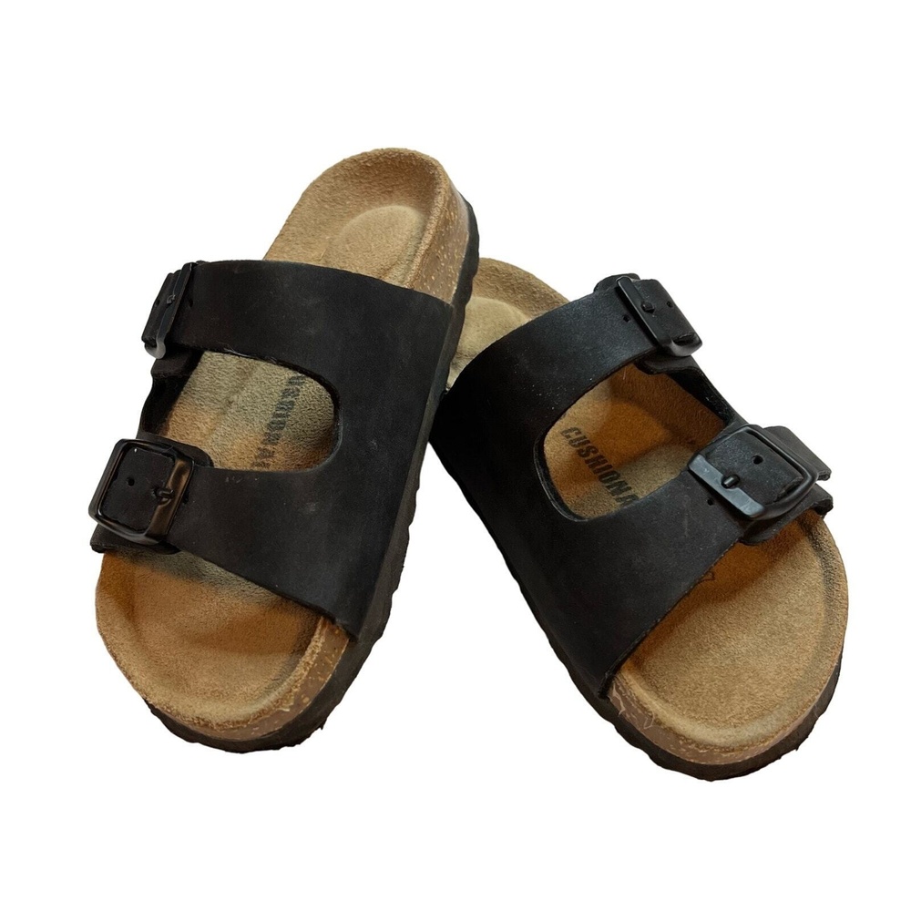Kids‎ Sandal Leather Double Strap Buckle Slide Cushion Aire Brown Size 11